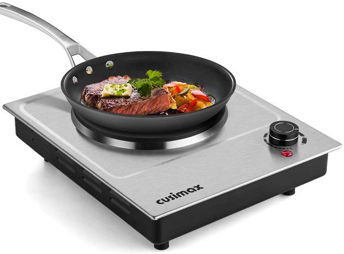 CUSIMAX 1500W Electric Hot Plate, Hot Plate for Cooking Electric Single Burner, Portable Countertop Burner Stainless Steel, Easy to Clean,CMHP-C150N