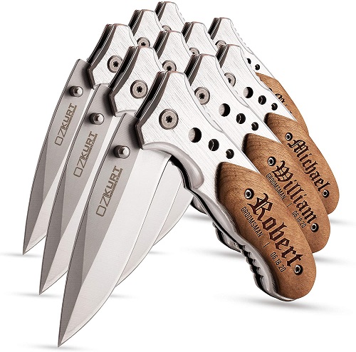 Personalized Pocket Knife Engraved for Groomsmen - Set of 10 - Tactical Assisted Opening Knives w/ Clip EDC for Men, Dad Gifts, Boyfriend, Anniversary,...