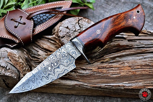 Bobcat Knives Custom Handmade Hunting Knife Bowie Knife Damascus Steel Survival Knife EDC 10'' Overall Walnut Wood with Sheath
