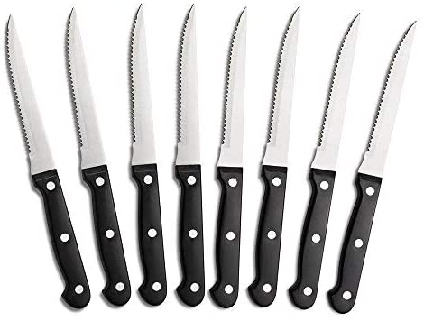 8 Triple Rivet 4.5" Steak Knife Set, Black